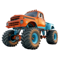 3D Cartoon Style Monster Truck Logo Illustration No Background Perfect for Print on Demand png