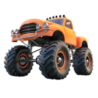 3D Cartoon Style Monster Truck Logo Illustration No Background Perfect for Print on Demand png