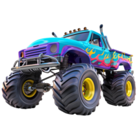 3D Cartoon Style Monster Truck Logo Illustration No Background Perfect for Print on Demand png