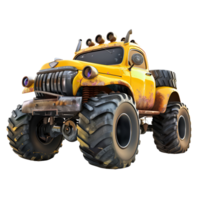 3D Cartoon Style Monster Truck Logo Illustration No Background Perfect for Print on Demand png