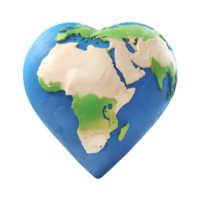 3d rendering heart shaped planet earth png