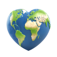 3d rendering heart shaped planet earth png