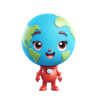 3d representación contento dibujos animados planeta tierra personaje png