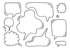 Set of hand drawn sketch Speech bubbles. illustration vector