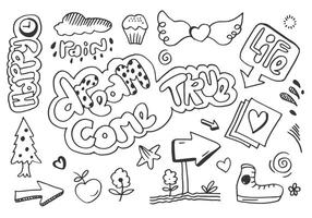 hand-drawn cute doodle set on white background. doodle design element. vector