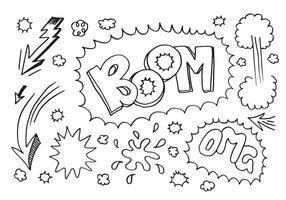 Hand drawn comic doodles on white background. vector