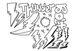 set of hand drawn doodle electric lightning bolt symbol sketch illustrations. thunder symbol doodle icon. vector