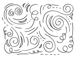 Hand drawn sketchy Doodle cartoon set of curls and swirls decorative elements for concept design vector