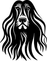 Afghan Hound - Black and White Isolated Icon - illustration vector