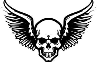 Skull With Wings, Minimalist and Simple Silhouette - illustration vector