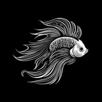 Betta Fish, Black and White illustration vector