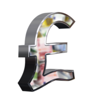 3d sterling pound sign on transparent background png