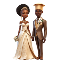 Cute african wedding bride and groom png