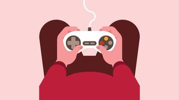 person carry a game controller in a game room abstract illustration vector