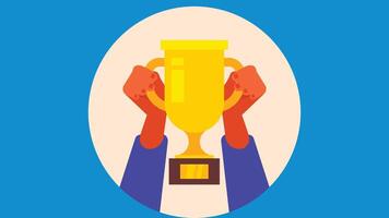 person holds a trophy cup winning in a competition abstract illustration vector