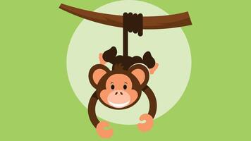 Monkey animal hanging from a tree branch illustration for coloring and children book vector