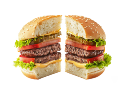 a hamburger cut in half png