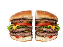 une Hamburger Couper dans moitié png