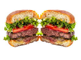 a hamburger cut in half png