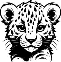 Leopard Baby, Black and White illustration vector