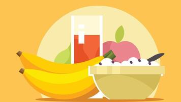 sano comida y frutas para dieta y atlético personas a tener ilustracion vector