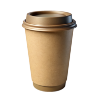 Coffee cup made of brown paper with a brown plastic lid 3D rendered png