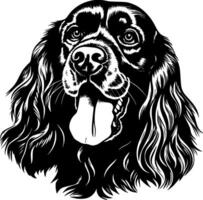 Cocker Spaniel, Black and White illustration vector