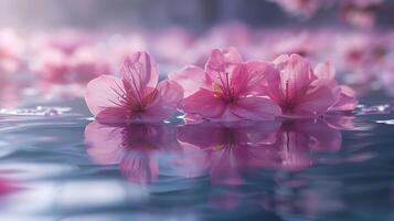 Sakura branches and water drops in a peaceful spring photo