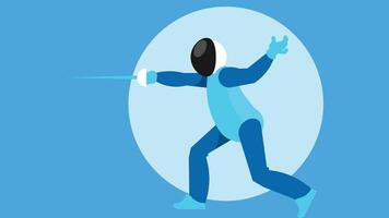 Fencing sport player with a weapon in his hand illustration vector