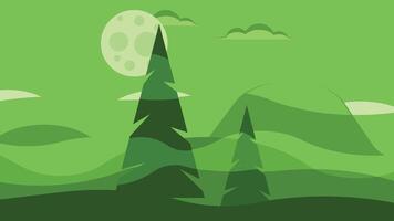 background trees and full moon in the background vector