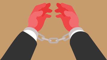 person hands in cuffs in a prison abstract illustration vector