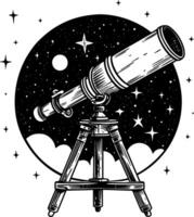 Telescope, Black and White illustration vector