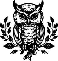 Owl Baby - Black and White Isolated Icon - illustration vector