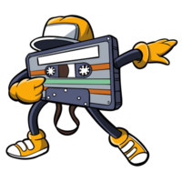 Retro Cassette Tape Cartoon Character Dabbing dance png