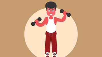 Athlete doing exercise in the gym illustration vector