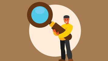 man with magnifying glass searching for opportunity illustration vector