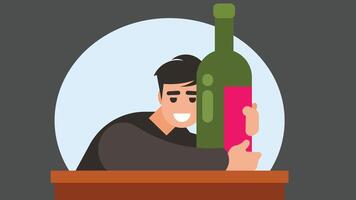 Drunk person on a bar drinking and sleeping illustration vector