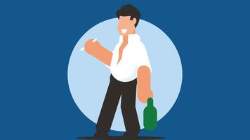 Drunk person on a bar drinking and sleeping illustration vector