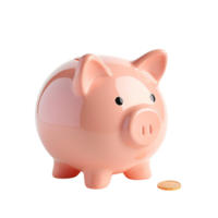 Schweinchen Bank mit Münzen auf transparent Hintergrund. 3d Wiedergabe. finanziell und Investition Geschäft Konzepte png
