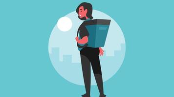 female is working as a delivery worker in streets abstract illustration vector