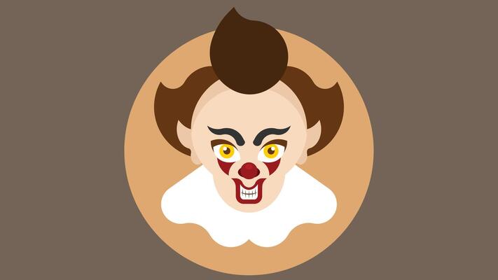 Halloween clown mask character for party isolated abstract illustration