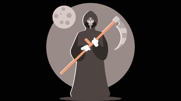 Death character in the night halloween custome abstract illustration