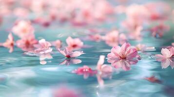 Sakura branches and water drops in a peaceful spring photo