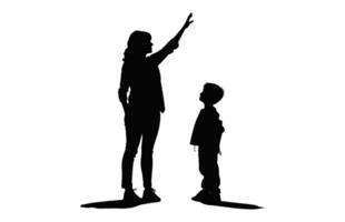 Mother and Son Silhouette isolated on a white background vector