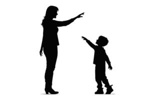 Mother and Child black Silhouette isolated on a white background vector