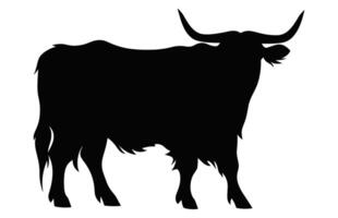 Highland Cattle black Silhouette isolated on a white background vector