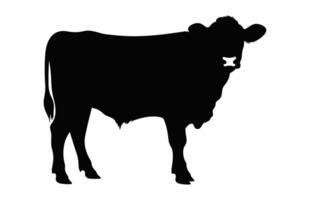 Hereford vaca negro silueta aislado en un blanco antecedentes vector