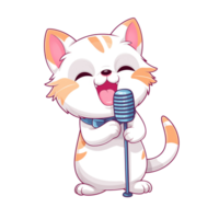 Cute cartoon cat singing, performances, karaoke png