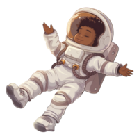 desenho animado jovem astronauta flutuando png