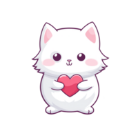 Cute small cat hugging love heart png